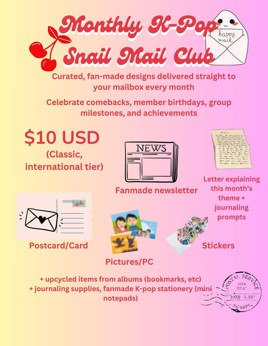 Monthly K-Pop Stationery Snail Mail Club (Classic, For international - non US subscribers)