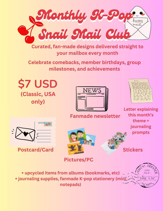 Monthly K-Pop Stationery Snail Mail Club (Classic, USA only)