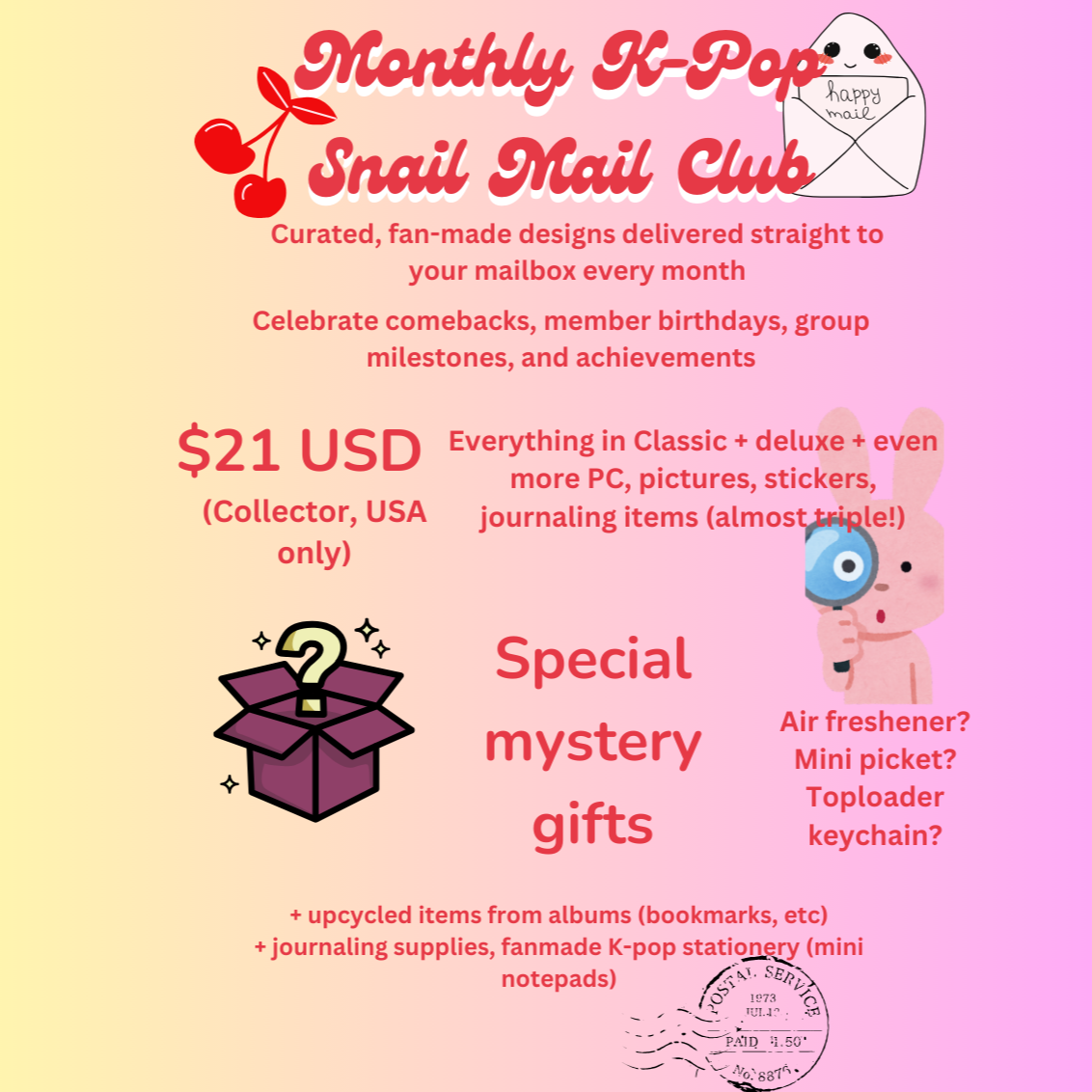 Monthly K-Pop Stationery Snail Mail Club (Collector, USA only)