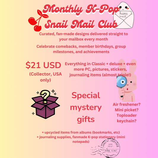 Monthly K-Pop Stationery Snail Mail Club (Collector, USA only)