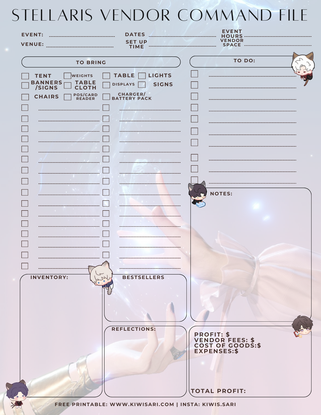 FREE: LADS themed downloadable/printable Vendor Form