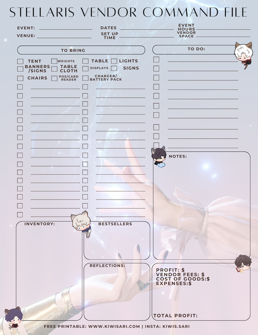 FREE: LADS themed downloadable/printable Vendor Form