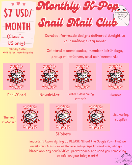 Monthly K-Pop Stationery Snail Mail Club (Classic, USA only)