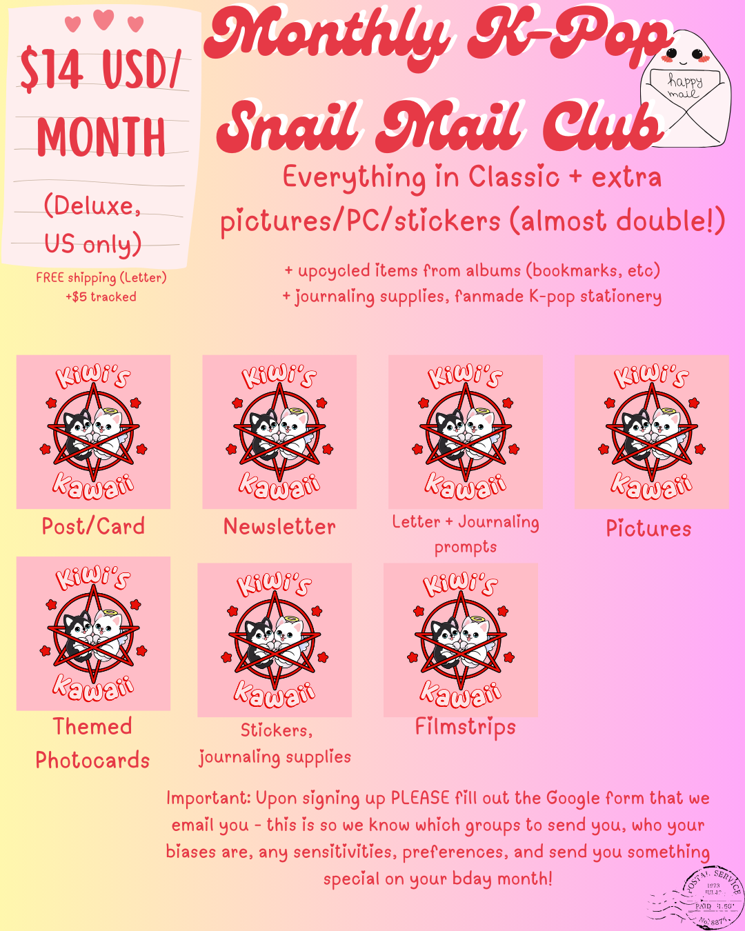 Monthly K-Pop Stationery Snail Mail Club (Deluxe, USA only)