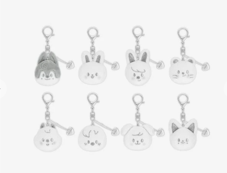 **pre order** STRAY KIDS - dominATE : celebrATE WORLD TOUR OFFICIAL MD SKZOO FACE KEYRING SILVER VER
