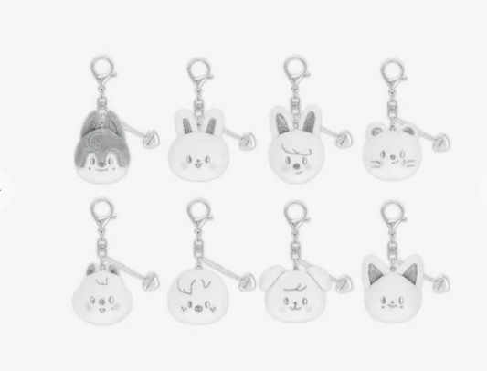 **pre order** STRAY KIDS - dominATE : celebrATE WORLD TOUR OFFICIAL MD SKZOO FACE KEYRING SILVER VER